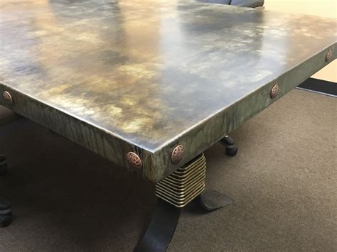 metal sheets for table tops|zinc table top ideas.